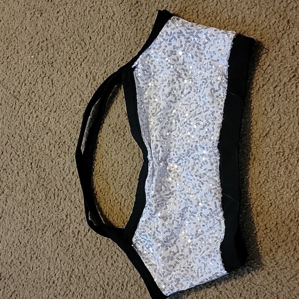 Silver sequin sports bra